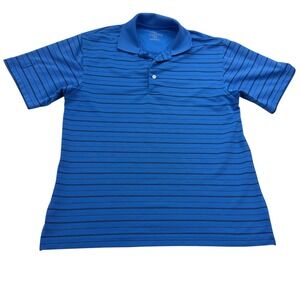 Champions Tour Mens Polo Shirt Size S Blue Striped Polyester Short Sleeve Golf